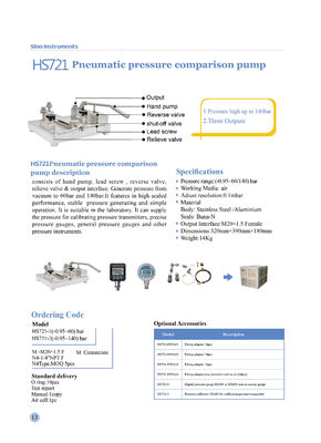 Air-Powered HS721 Pneumatic Calibration Bench for Precise Measurements and Calibration