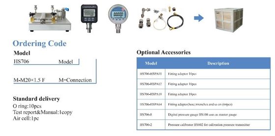 Stainless Steel Output Part HS706 Hydraulic Pressure Comparator for Lab Equipment